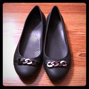 Black Crocs Flats